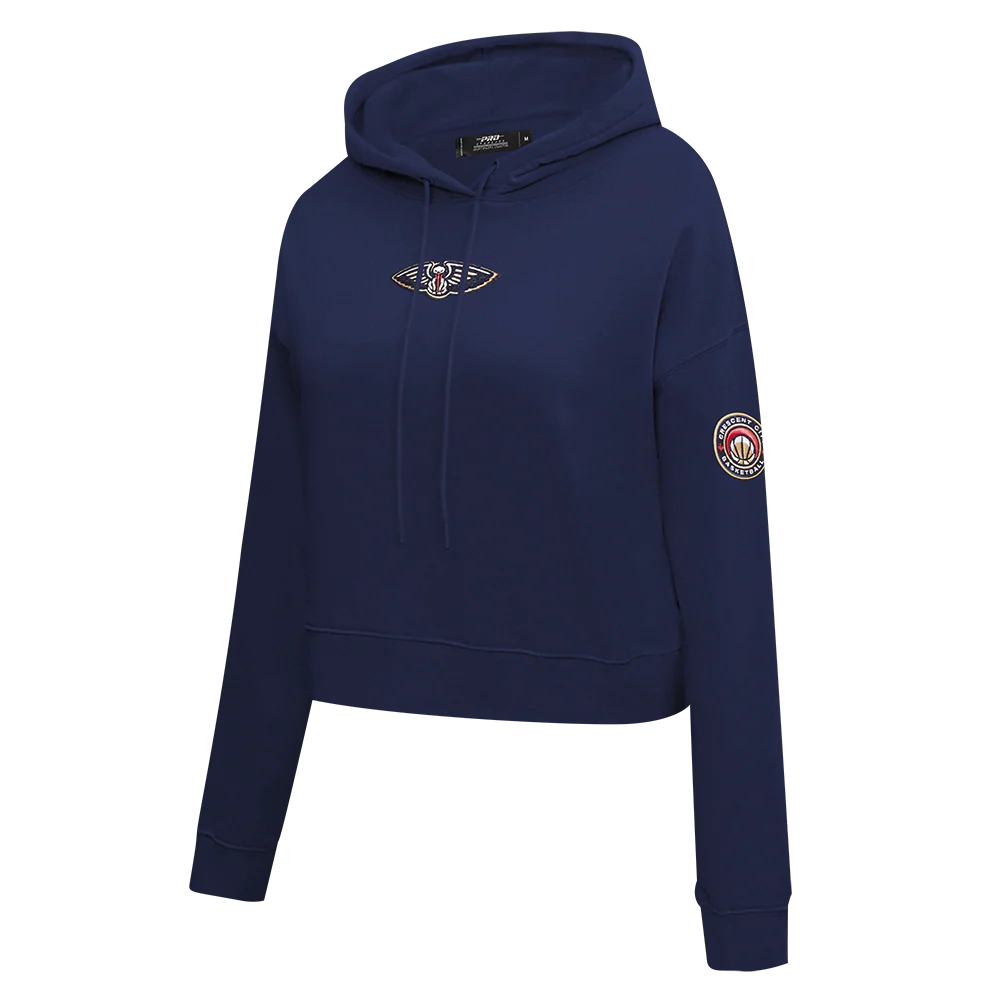 NBA NEW ORLEANS PELICANS CLASSIC FLEECE CROPPED PULLOVER HOODIE (MIDNIGHT NAVY) - Image 2