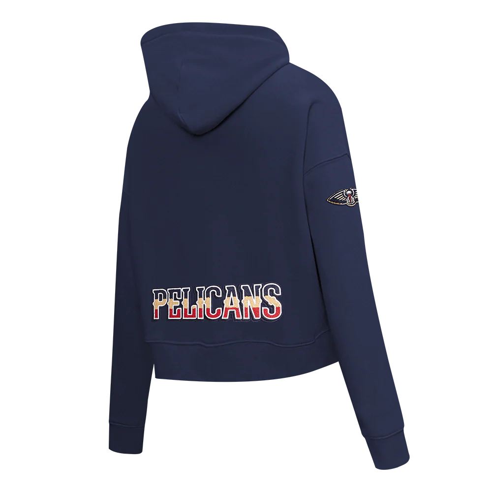 NBA NEW ORLEANS PELICANS CLASSIC FLEECE CROPPED PULLOVER HOODIE (MIDNIGHT NAVY) - Image 4