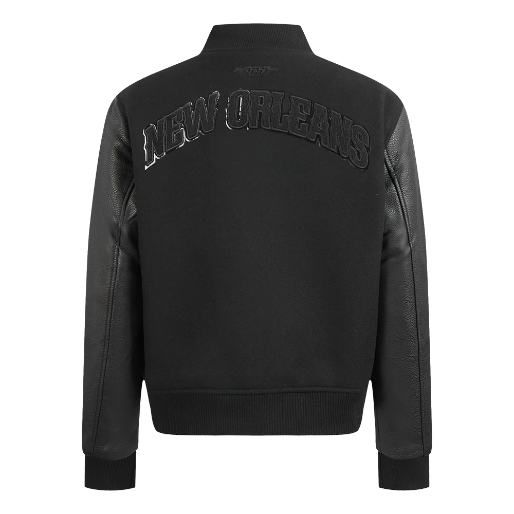 NBA NEW ORLEANS PELICANS TRIPLE BLACK WOMEN'S WOOL VARSITY JACKET (TRIPLE BLACK) - Image 3