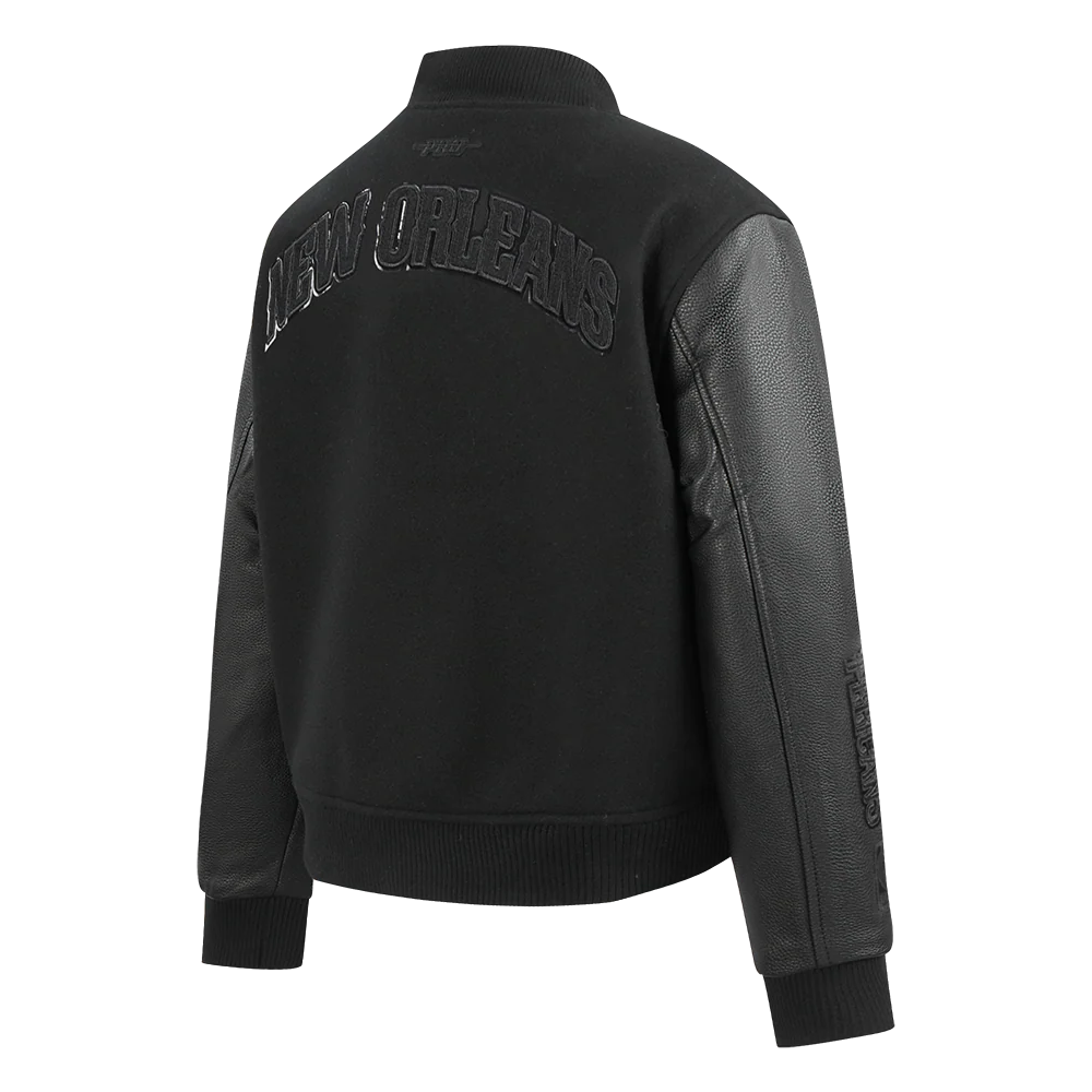 NBA NEW ORLEANS PELICANS TRIPLE BLACK WOMEN'S WOOL VARSITY JACKET (TRIPLE BLACK) - Image 4