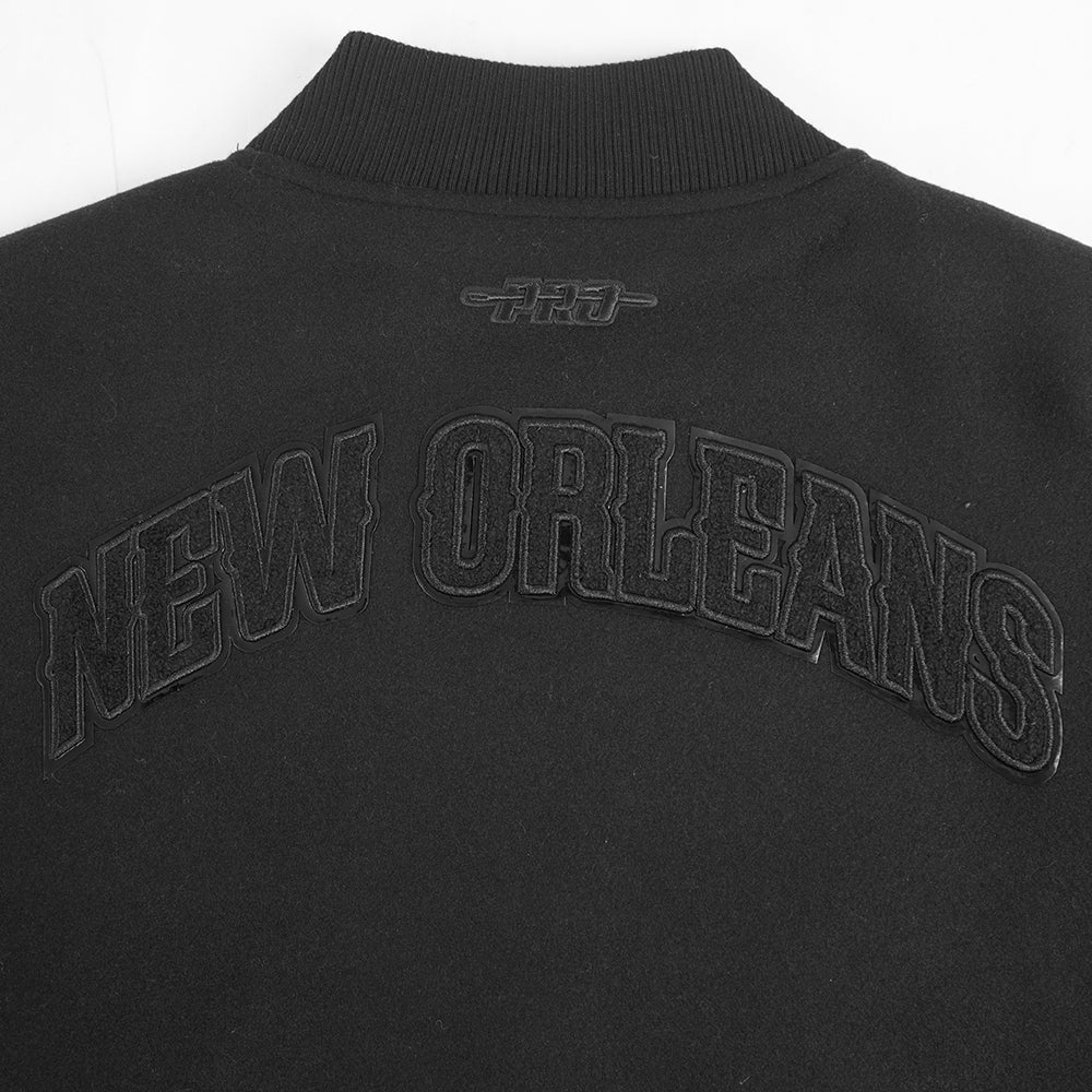 NBA NEW ORLEANS PELICANS TRIPLE BLACK WOMEN'S WOOL VARSITY JACKET (TRIPLE BLACK) - Image 5