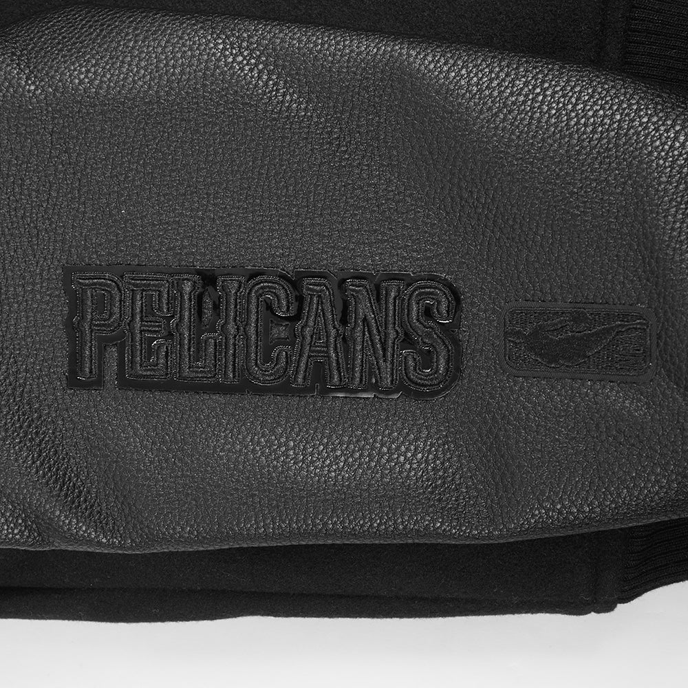 NBA NEW ORLEANS PELICANS TRIPLE BLACK WOMEN'S WOOL VARSITY JACKET (TRIPLE BLACK) - Image 6