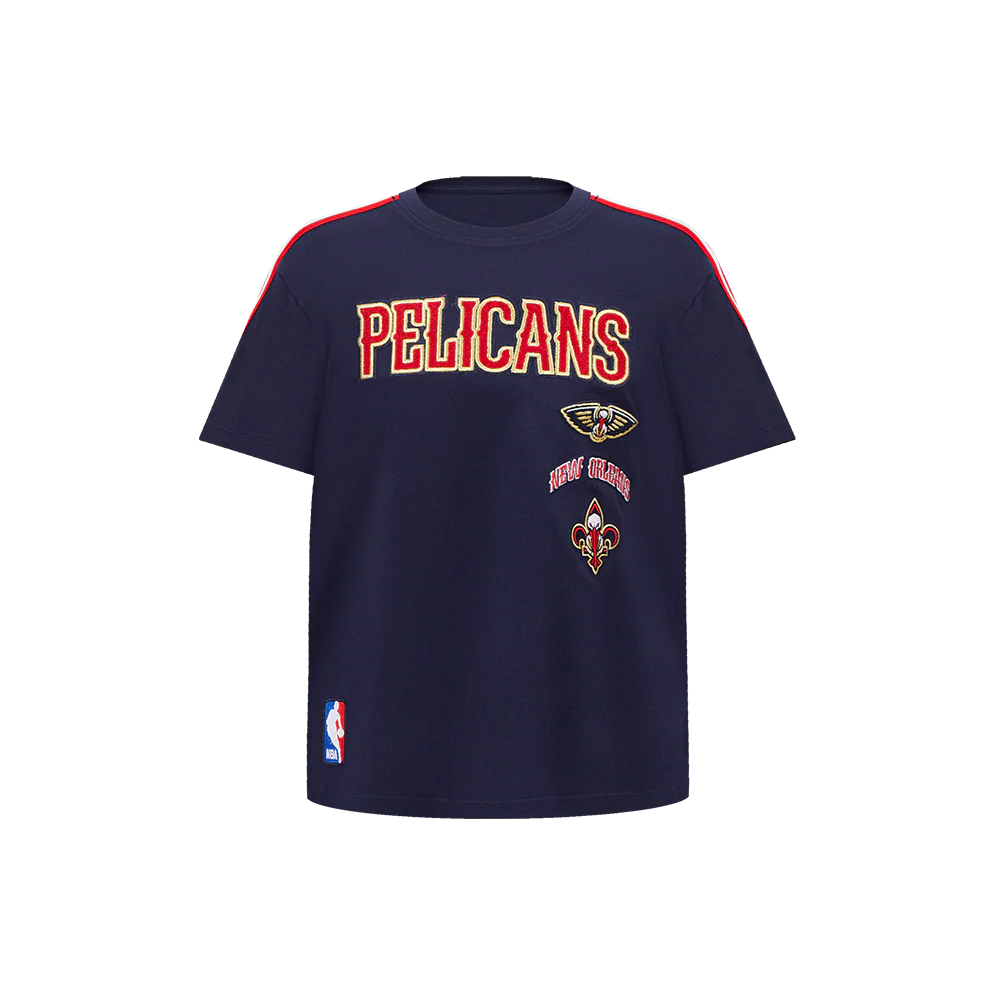 NBA NEW ORLEANS PELICANS RETRO CLASSIC LITTLE BOYS SHORT SLEEVE TAPING TEE (MIDNIGHT NAVY/RED)
