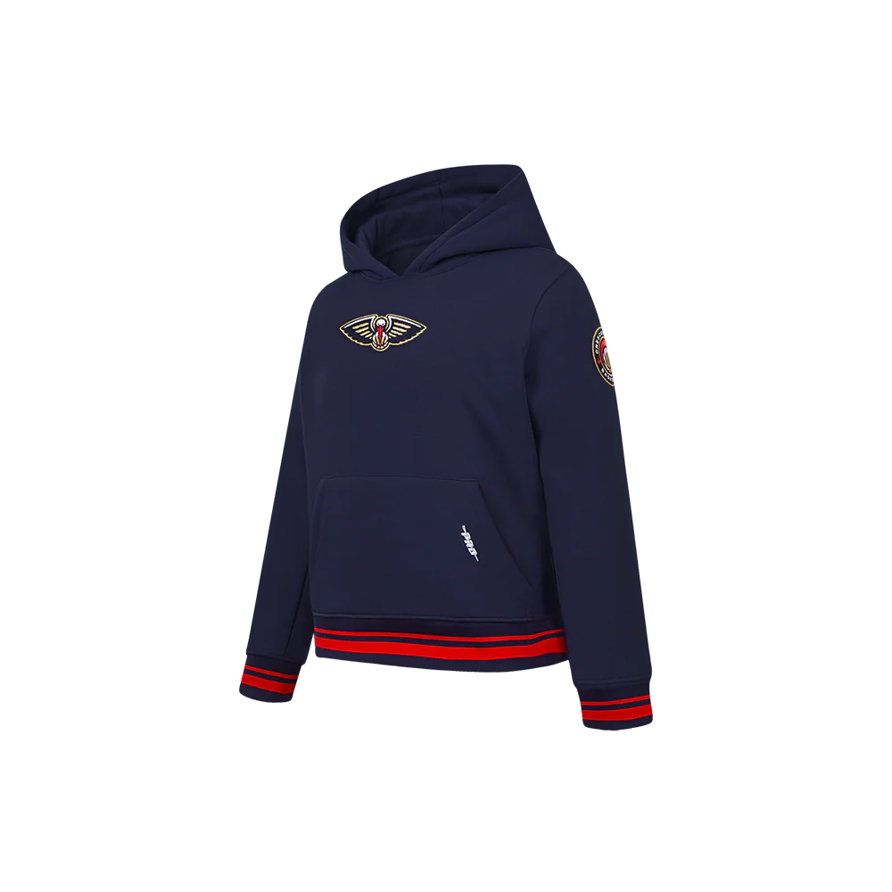 NBA NEW ORLEANS PELICANS RETRO CLASSIC LITTLE BOYS RIB FLEECE PULLOVER HOODIE (MIDNIGHT NAVY/RED/MIDNIGHT NAVY) - Image 2