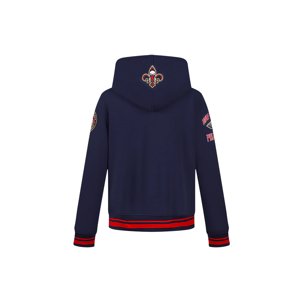NBA NEW ORLEANS PELICANS RETRO CLASSIC LITTLE BOYS RIB FLEECE PULLOVER HOODIE (MIDNIGHT NAVY/RED/MIDNIGHT NAVY) - Image 3