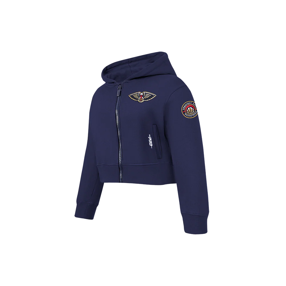 NBA NEW ORLEANS PELICANS CLASSIC LITTLE GIRLS FLEECE FULL ZIP HOODIE (MIDNIGHT NAVY) - Image 2