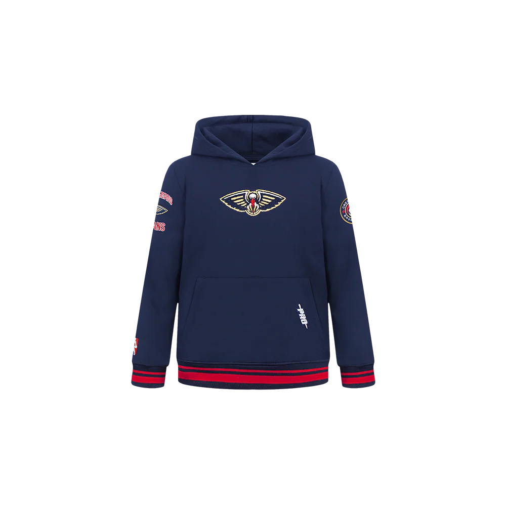 NBA NEW ORLEANS PELICANS RETRO CLASSIC TODDLER BOYS RIB FLEECE PULLOVER HOODIE (MIDNIGHT NAVY/RED/MIDNIGHT NAVY)