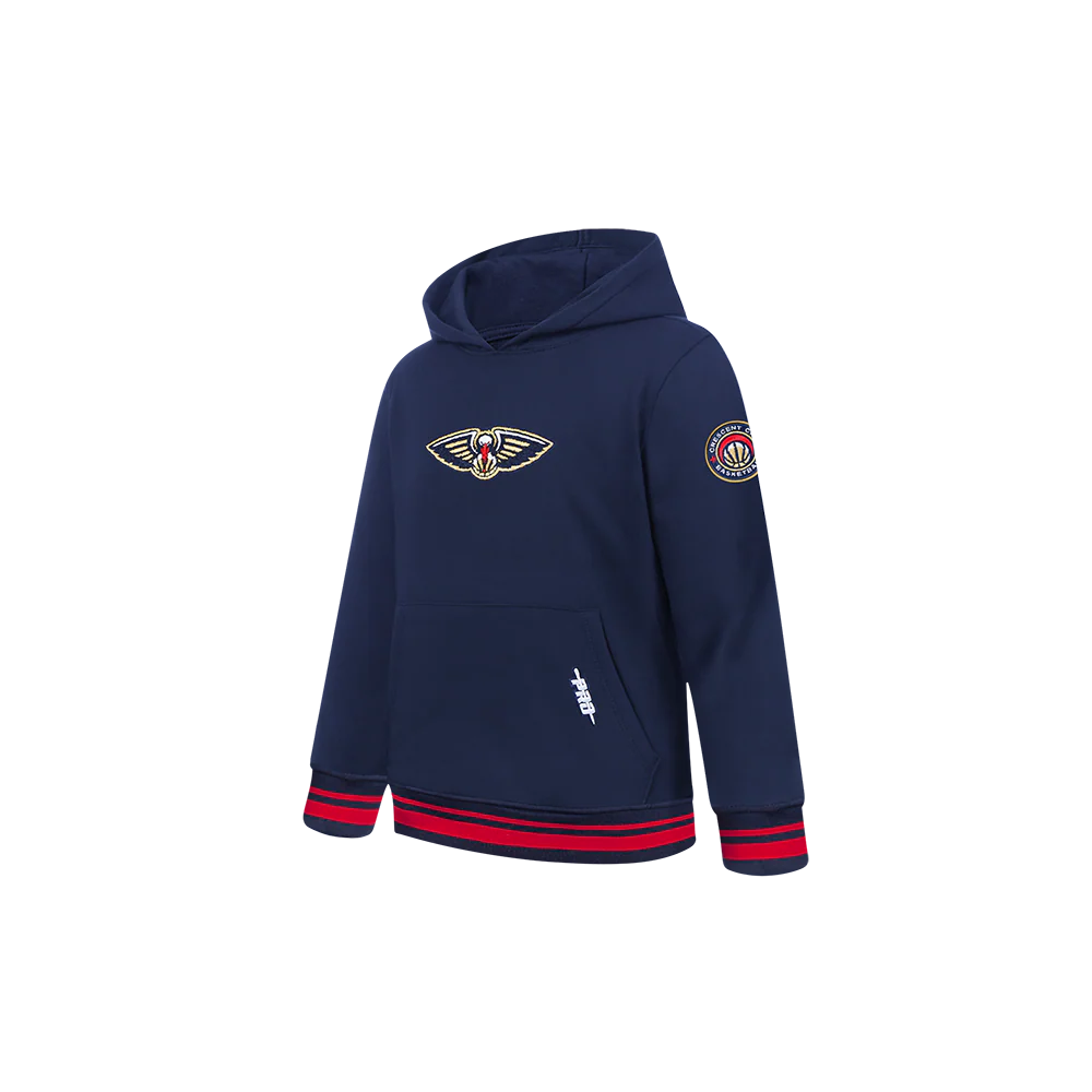 NBA NEW ORLEANS PELICANS RETRO CLASSIC TODDLER BOYS RIB FLEECE PULLOVER HOODIE (MIDNIGHT NAVY/RED/MIDNIGHT NAVY) - Image 2