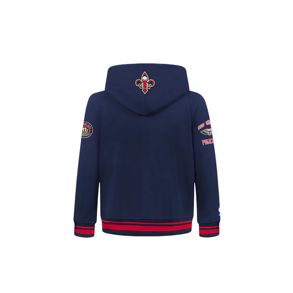 NBA NEW ORLEANS PELICANS RETRO CLASSIC TODDLER BOYS RIB FLEECE PULLOVER HOODIE (MIDNIGHT NAVY/RED/MIDNIGHT NAVY) - Image 3