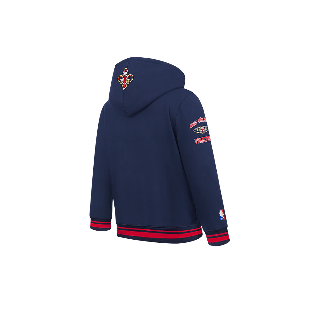 NBA NEW ORLEANS PELICANS RETRO CLASSIC TODDLER BOYS RIB FLEECE PULLOVER HOODIE (MIDNIGHT NAVY/RED/MIDNIGHT NAVY) - Image 4
