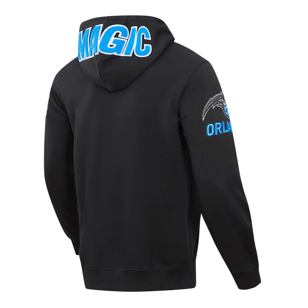 NBA ORLANDO MAGIC CLASSIC CHENILLE MEN'S FULL ZIP HOODIE (BLACK) - Image 4
