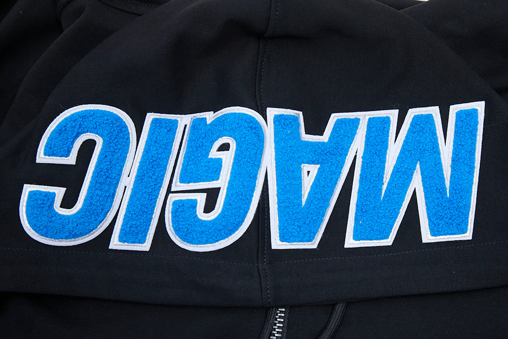NBA ORLANDO MAGIC CLASSIC CHENILLE MEN'S FULL ZIP HOODIE (BLACK) - Image 5