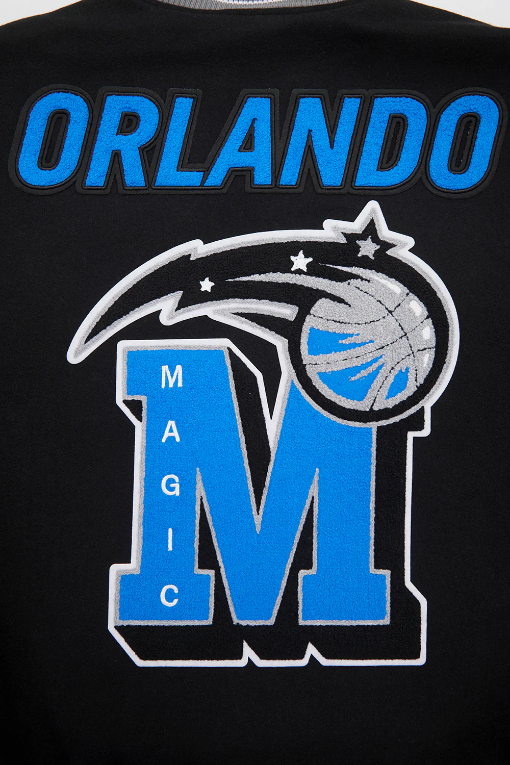 NBA ORLANDO MAGIC MASHUP MEN'S RIB WOOL VARSITY JACKET (BLACK/GRAY) - Image 5