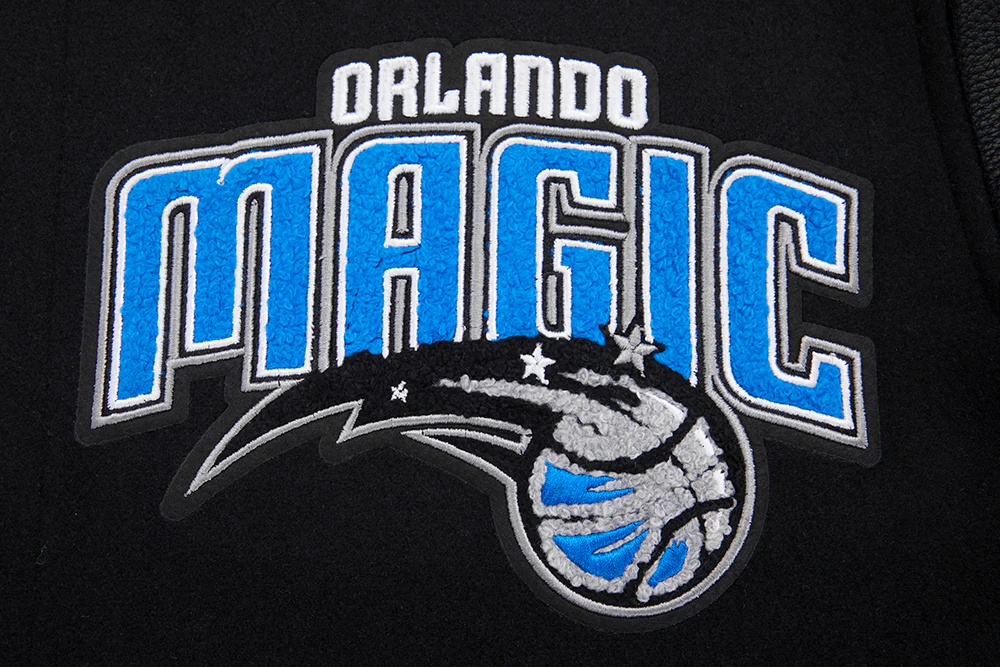 NBA ORLANDO MAGIC MASHUP MEN'S RIB WOOL VARSITY JACKET (BLACK/GRAY) - Image 8