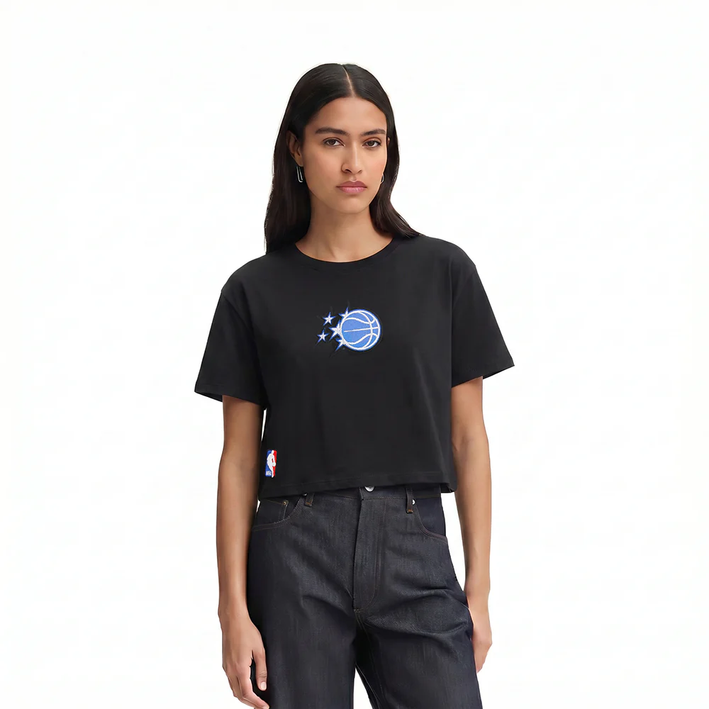 NBA ORLANDO MAGIC WINGSPAN WOMEN'S SJ BOXY TEE (BLACK) - Image 2