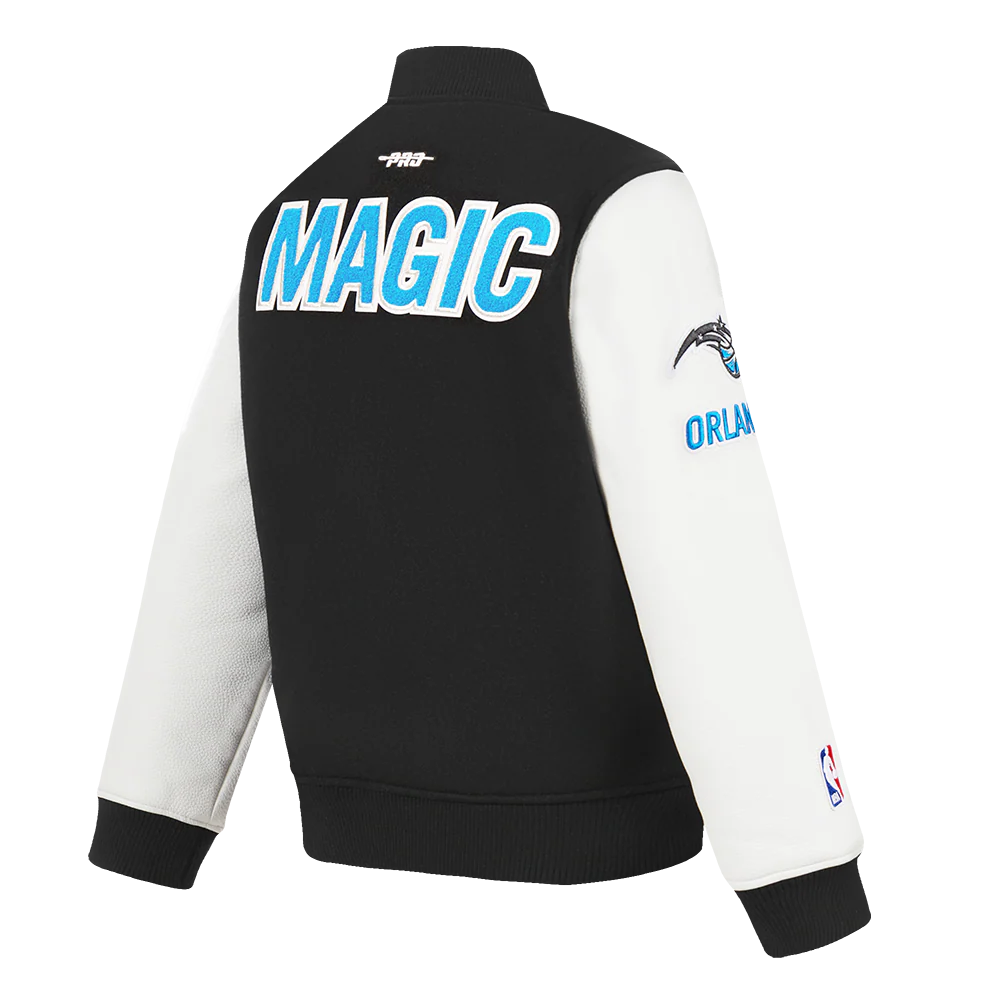 NBA ORLANDO MAGIC CLASSIC BIG BOYS WOOL VARSITY JACKET (BLACK/WHITE) - Image 4