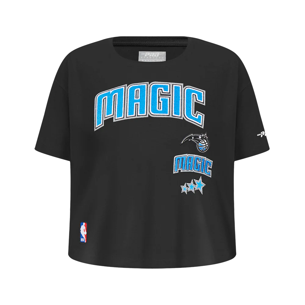 NBA ORLANDO MAGIC RETRO CLASSIC BIG GIRLS SHORT SLEEVE BOXY TEE (BLACK)