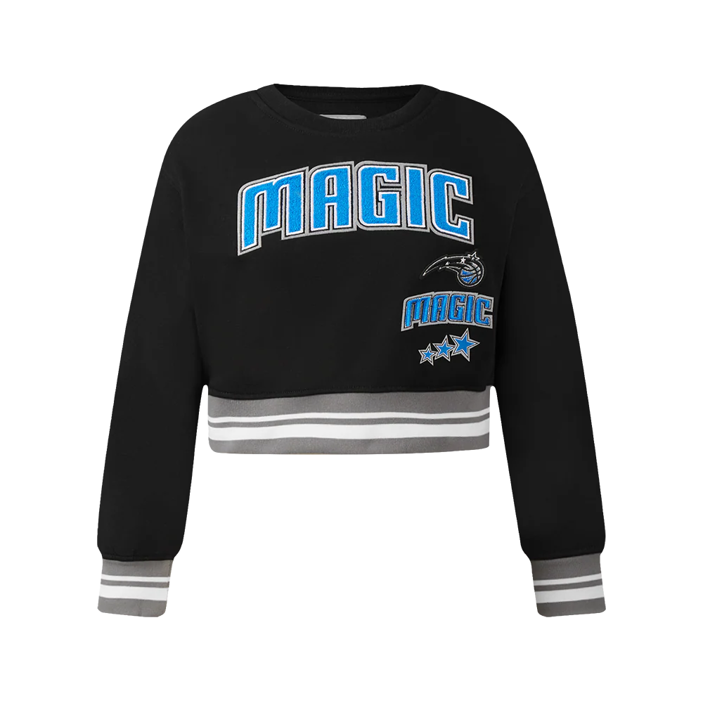 NBA ORLANDO MAGIC RETRO CLASSIC BIG GIRLS RIB FLEECE CREWNECK (BLACK/GRAY)
