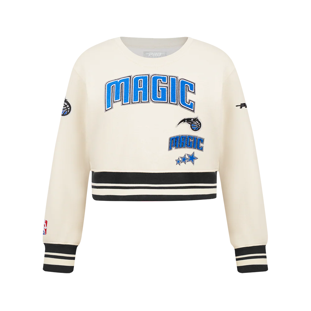 ORLANDO MAGIC RETRO CLASSIC BIG GIRL'S RIB FLC CREWNECK (EGGSHELL/ BLACK)
