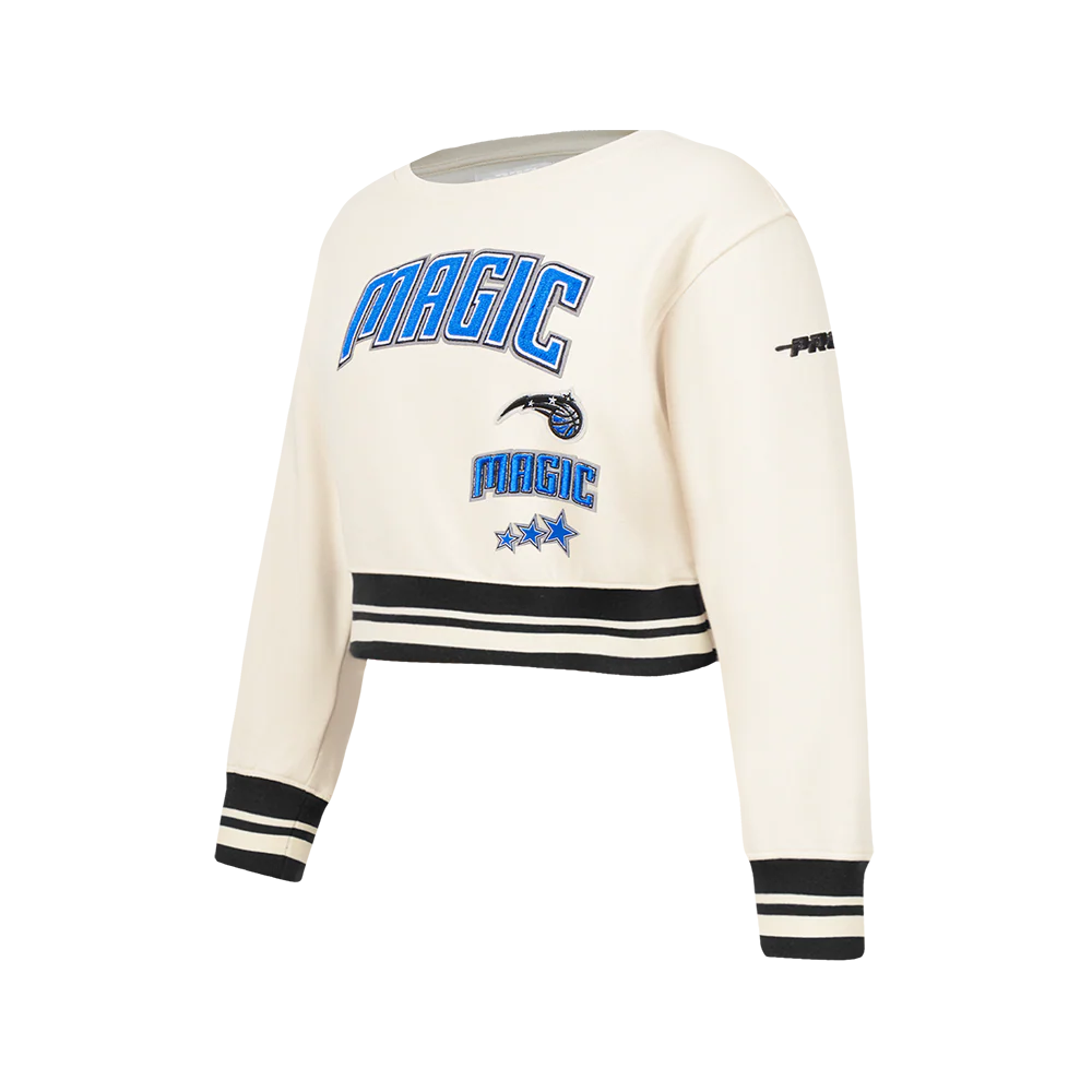 ORLANDO MAGIC RETRO CLASSIC BIG GIRL'S RIB FLC CREWNECK (EGGSHELL/ BLACK) - Image 2