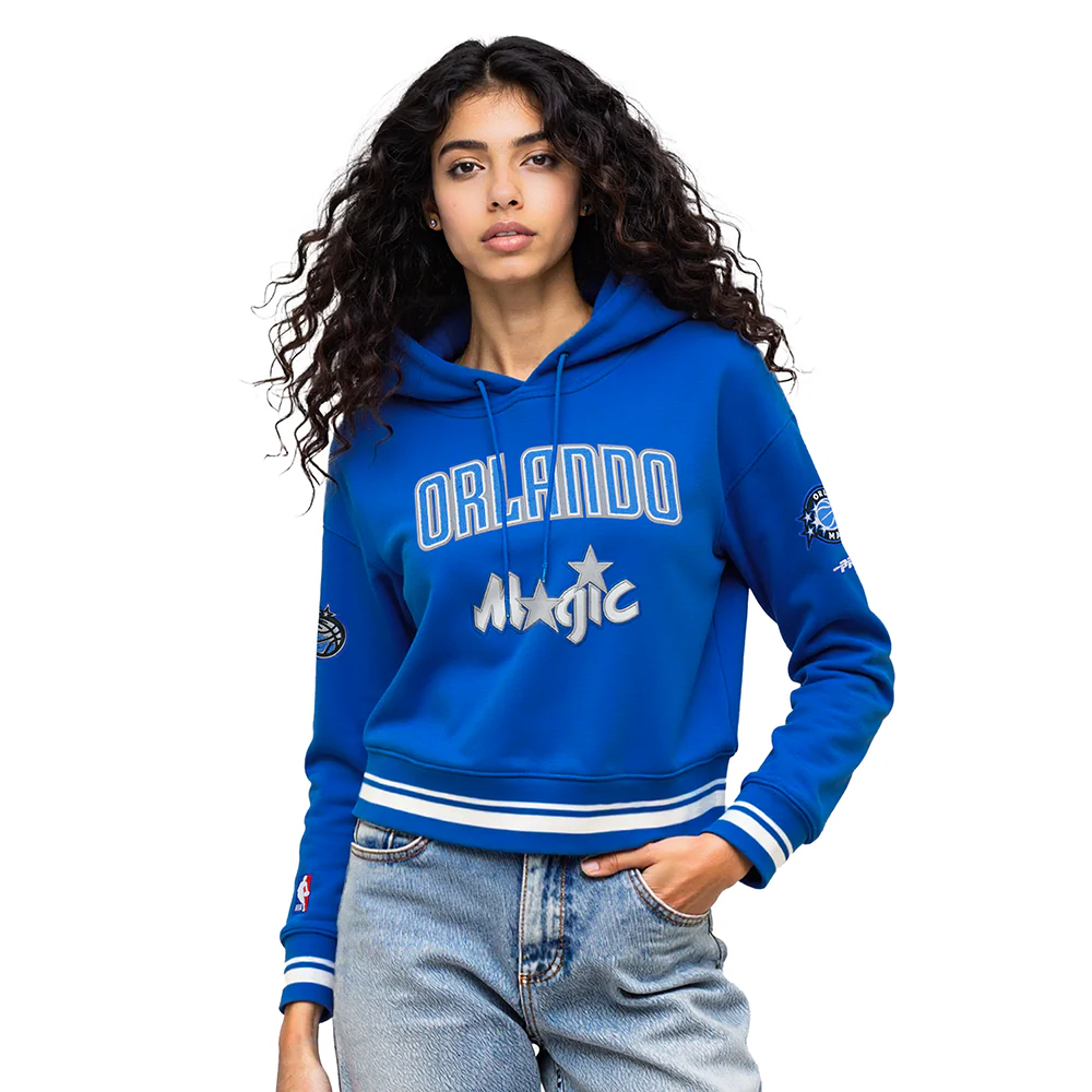 NBA ORLANDO MAGIC CITY EDITION 25-26 WOMEN'S RIB FLC CROPPED PO HOODIE (ROYAL BLUE)