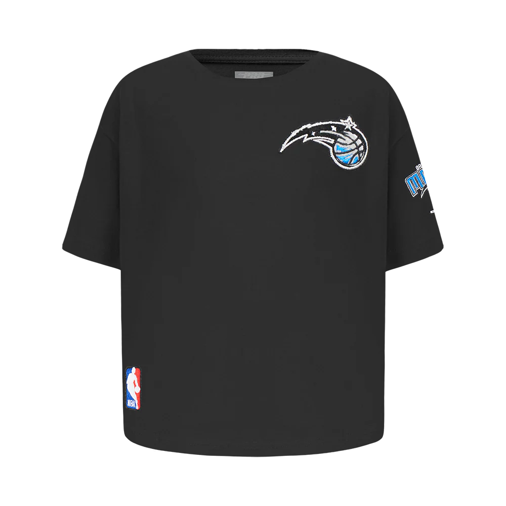 NBA ORLANDO MAGIC CLASSIC LITTLE GIRLS SHORT SLEEVE BOXY TEE (BLACK)