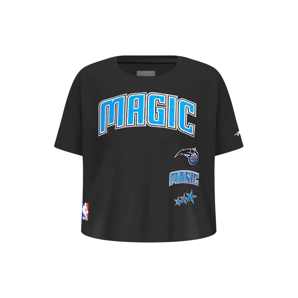 NBA ORLANDO MAGIC RETRO CLASSIC LITTLE GIRLS SHORT SLEEVE BOXY TEE (BLACK)