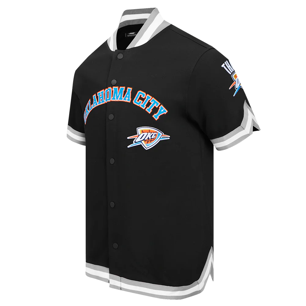 NBA OKLAHOMA CITY THUNDER CLASSIC MEN'S PRO SS DOUBLE KNIT JACKET  (BLACK/GRAY) - Image 6