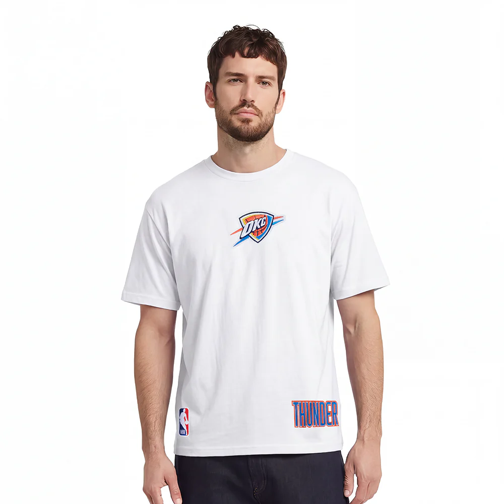 NBA OKLAHOMA CITY THUNDER WINGSPAN MEN'S CJ DROP SHOULDER TEE (WHITE) - Image 2