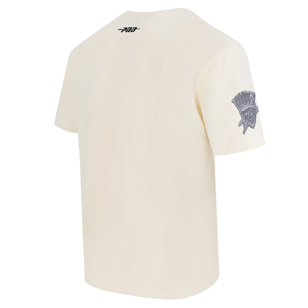 NBA OKLAHOMA CITY THUNDER REVERSE FRENCH TERRY MEN'S CJ DROP SHOULDER TEE (EGGSHELL) - Image 4