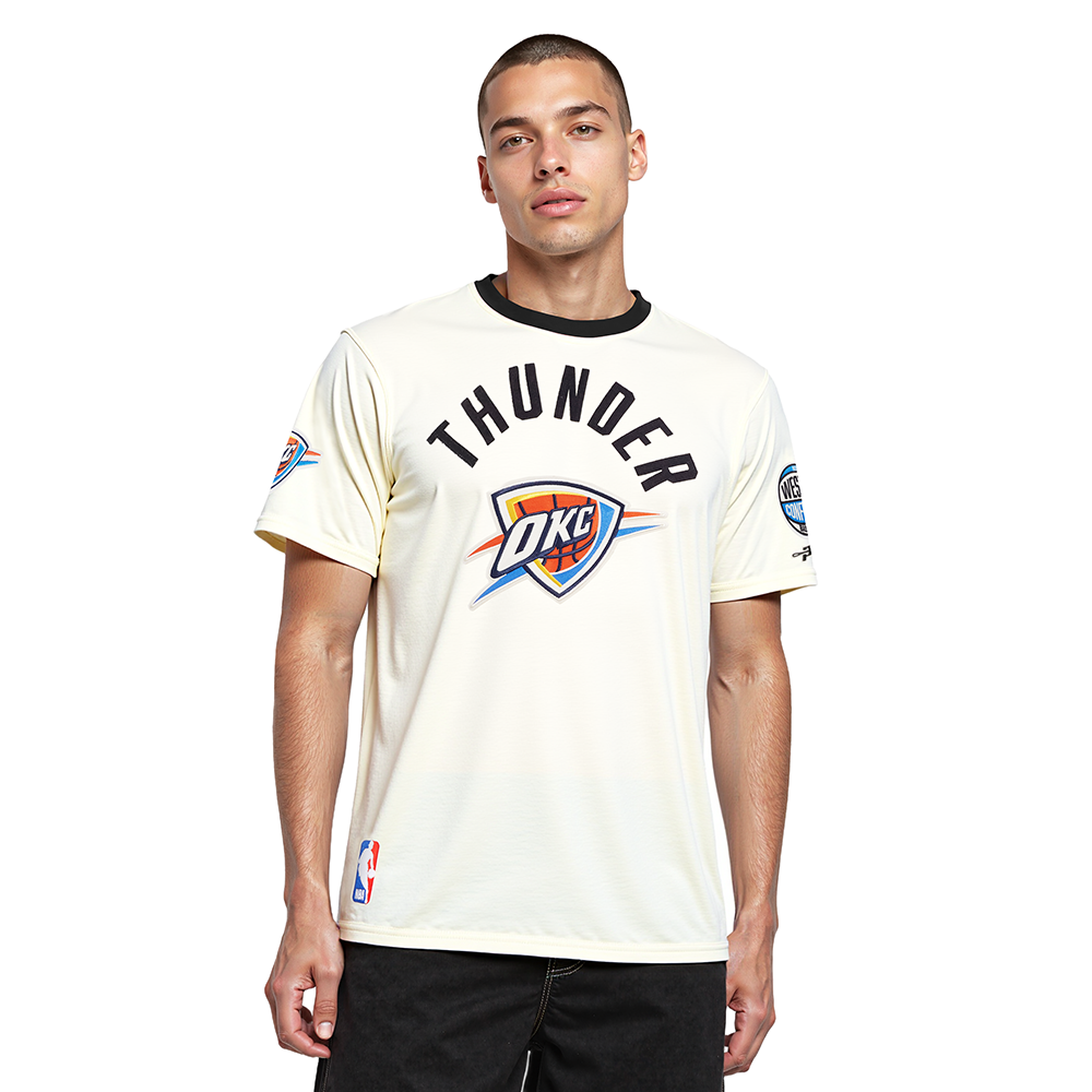 OKLAHOMA CITY THUNDER MODERN ORIGINALS MEN'S RINGER TEE (EGGSHELL/ BLACK)