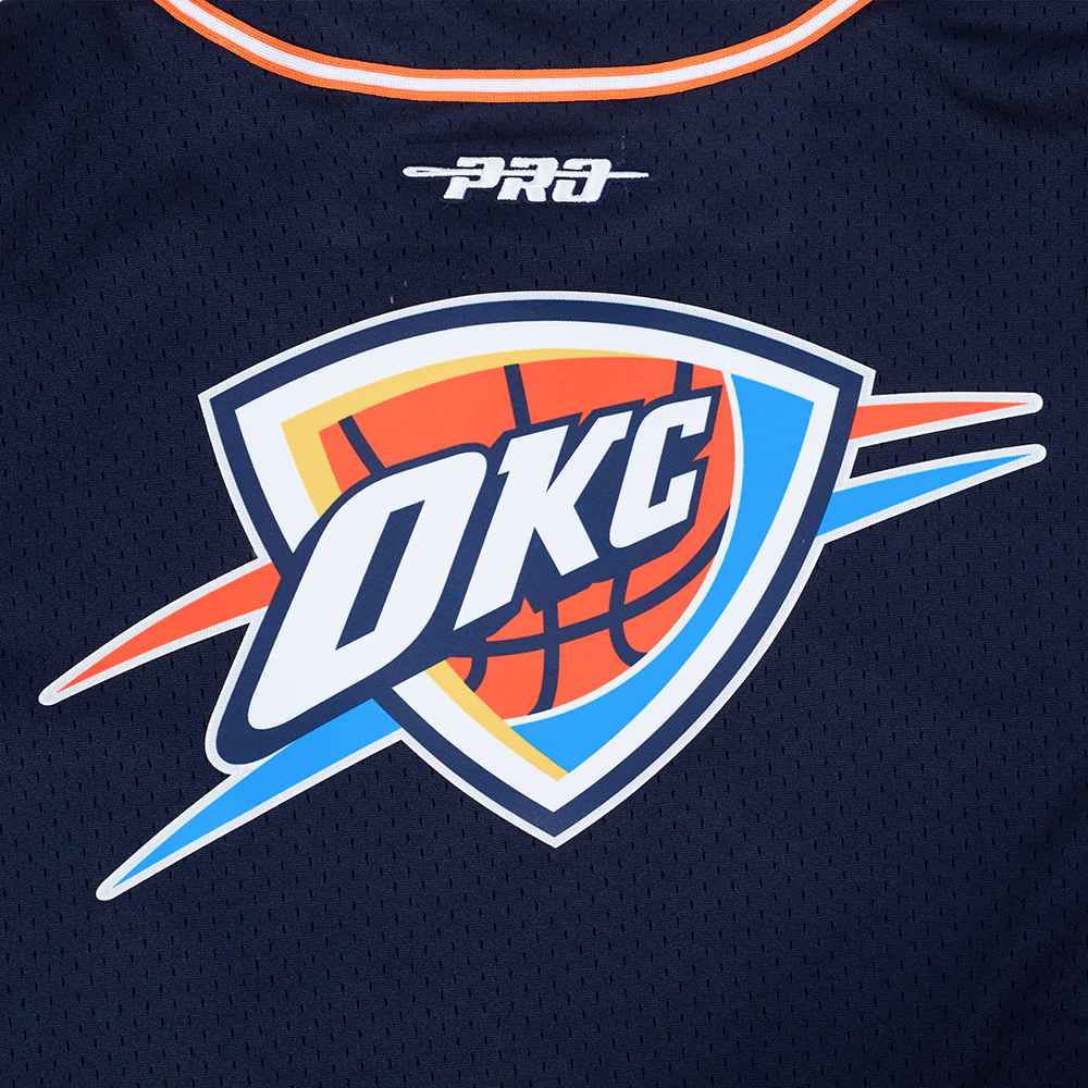 NBA OKLAHOMA CITY THUNDER SHAI GILGEOUS-ALEXANDER #2 CLASSIC MESH PNN MEN'S MESH BUTTON DOWN SHIRT (MIDNIGHT NAVY/ORANGE) - Image 12