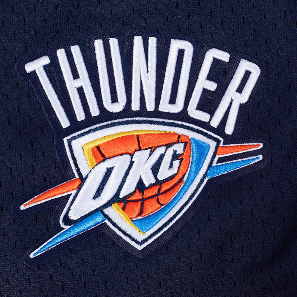 NBA OKLAHOMA CITY THUNDER SHAI GILGEOUS-ALEXANDER #2 CLASSIC MESH PNN MEN'S MESH BUTTON DOWN SHIRT (MIDNIGHT NAVY/ORANGE) - Image 7