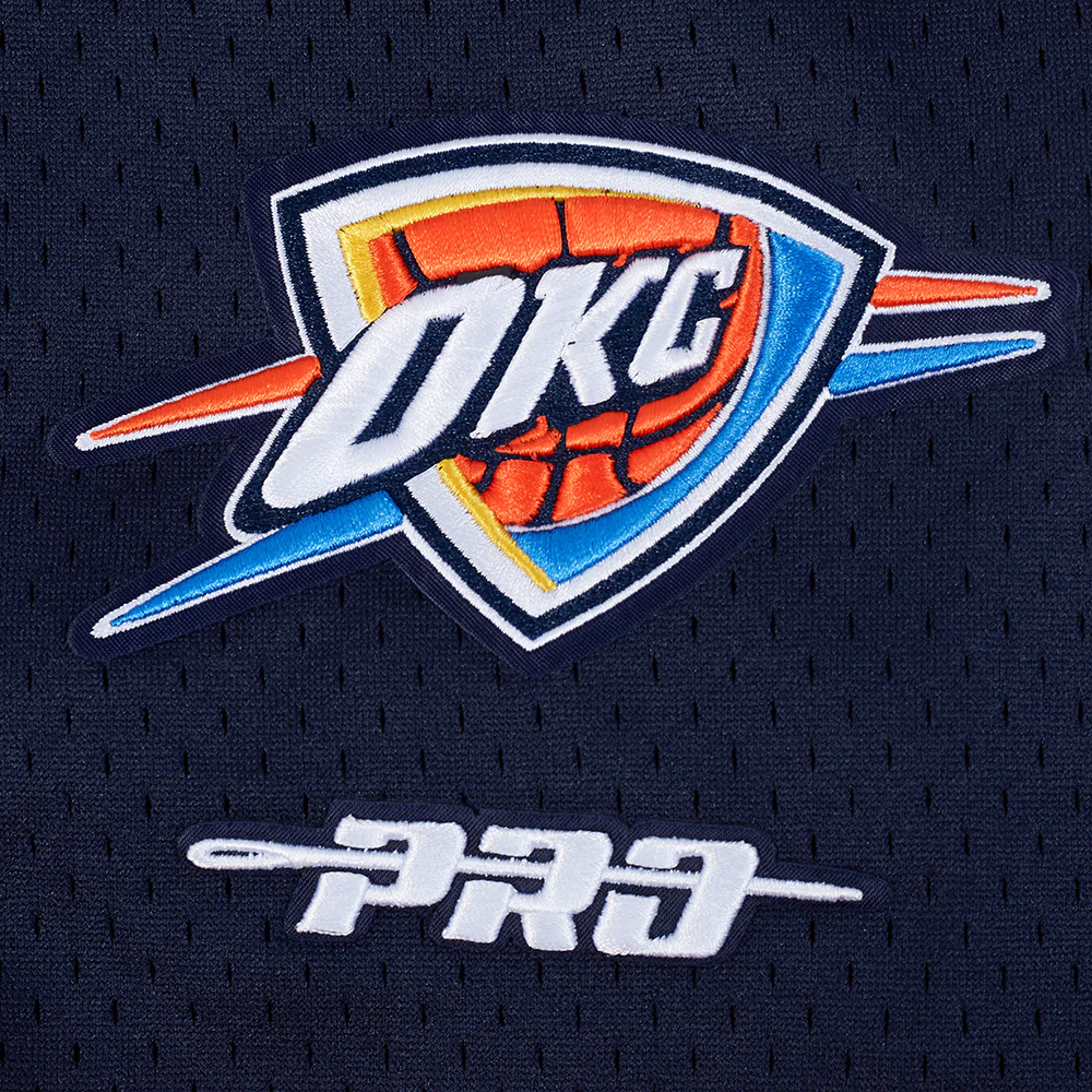 NBA OKLAHOMA CITY THUNDER SHAI GILGEOUS-ALEXANDER #2 CLASSIC MESH PNN MEN'S MESH BUTTON DOWN SHIRT (MIDNIGHT NAVY/ORANGE) - Image 8