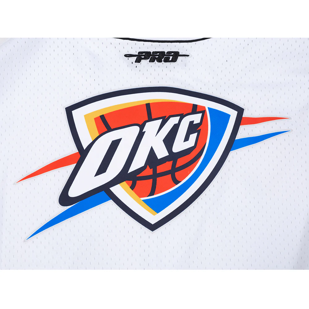 NBA OKLAHOMA CITY THUNDER SHAI GILGEOUS-ALEXANDER #2 CLASSIC MESH PNN MEN'S MESH BUTTON DOWN SHIRT (WHITE/BLACK/WHITE) - Image 8