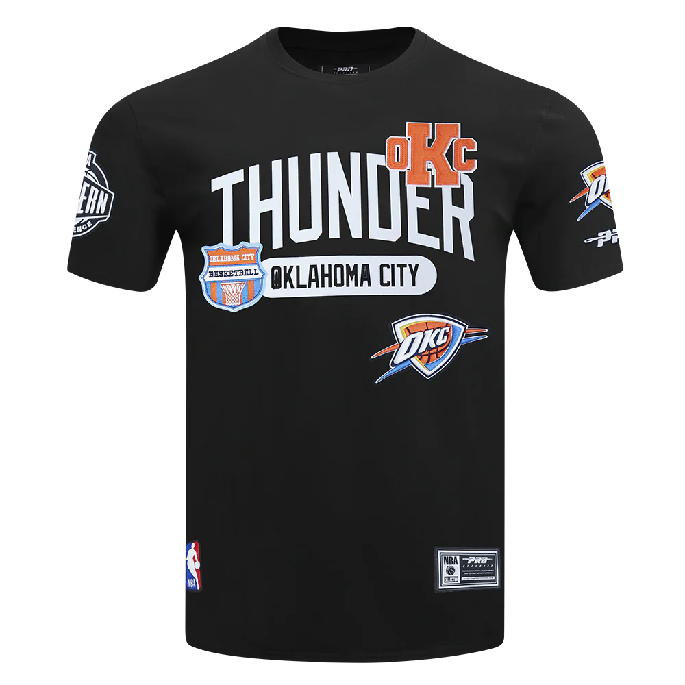 NBA OKLAHOMA CITY THUNDER LETTERMAN MEN'S S/S TEE (BLACK) - Image 3
