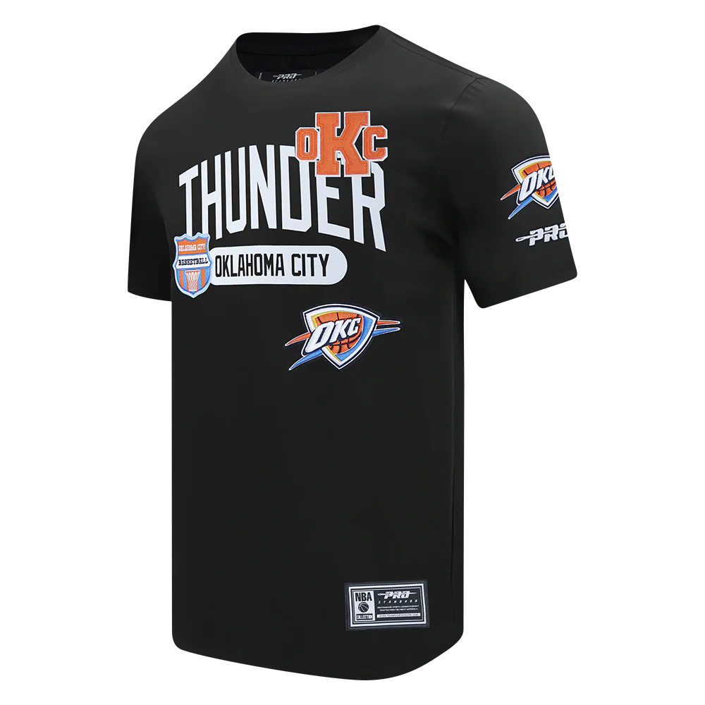 NBA OKLAHOMA CITY THUNDER LETTERMAN MEN'S S/S TEE (BLACK) - Image 6