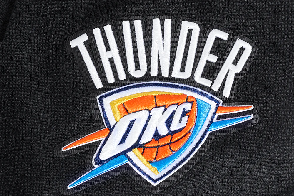 NBA OKLAHOMA CITY THUNDER CLASSIC MESH MEN'S BUTTON DOWN SHIRT (BLACK) - Image 13