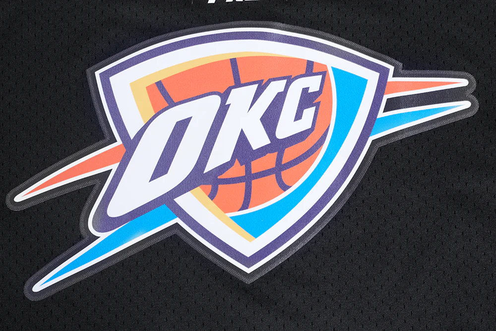 NBA OKLAHOMA CITY THUNDER CLASSIC MESH MEN'S BUTTON DOWN SHIRT (BLACK) - Image 14
