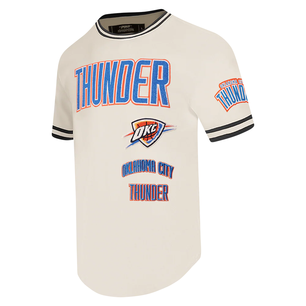 NBA OKLAHOMA CITY THUNDER RETRO CLASSIC MEN'S TEE (EGGSHELL/ BLACK) - Image 2