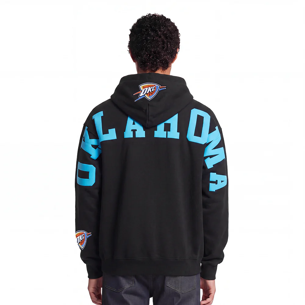 NBA OKLAHOMA CITY THUNDER WINGSPAN MEN'S DROP SHOULDER FLC PO HOODIE (BLACK)