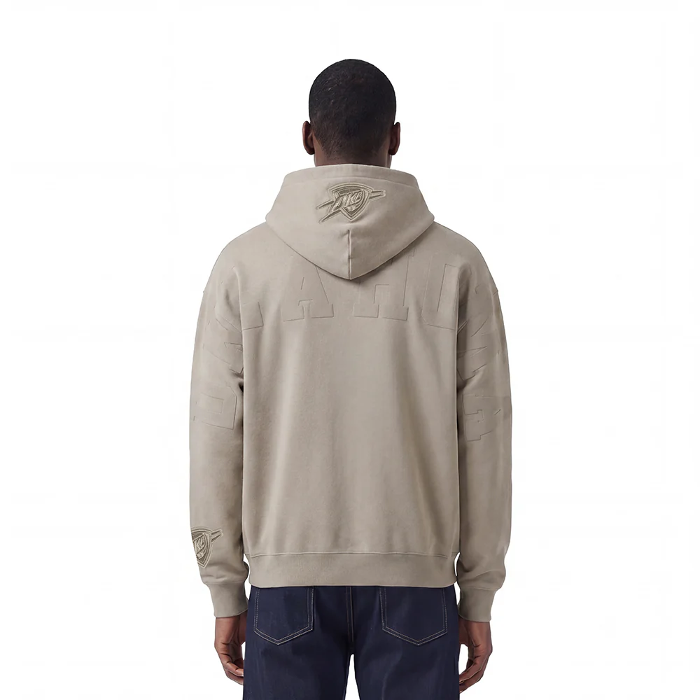 NBA OKLAHOMA CITY THUNDER WINGSPAN MEN'S DROP SHOULDER FLC PO HOODIE (TAUPE)