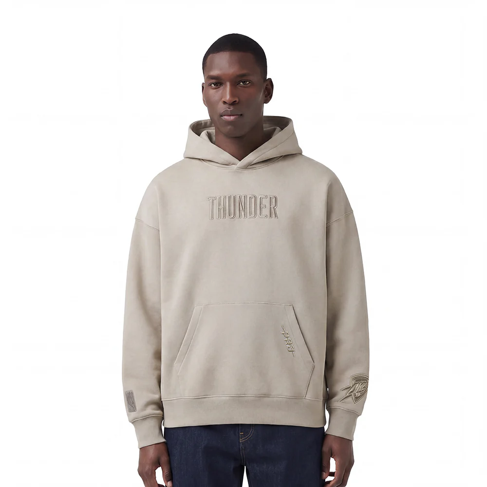 NBA OKLAHOMA CITY THUNDER WINGSPAN MEN'S DROP SHOULDER FLC PO HOODIE (TAUPE) - Image 2