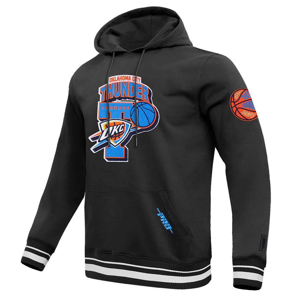 OKLAHOMA CITY THUNDER NBA FINALS 2025 MEN'S RIB PO HOODIE (BLACK) - Image 2