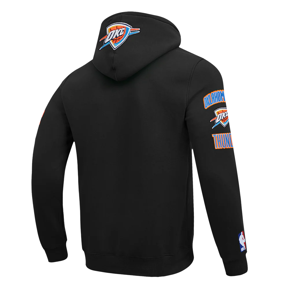 NBA OKLAHOMA CITY THUNDER RETRO CLASSIC MEN'S RIB PO HOODIE (BLACK) - Image 6
