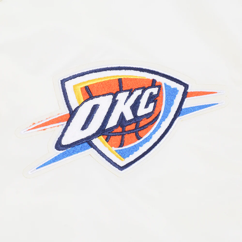 OKLAHOMA CITY THUNDER BEST OF MEN'S RIB SATIN JACKET (EGGSHELL/ BLACK) - Image 11