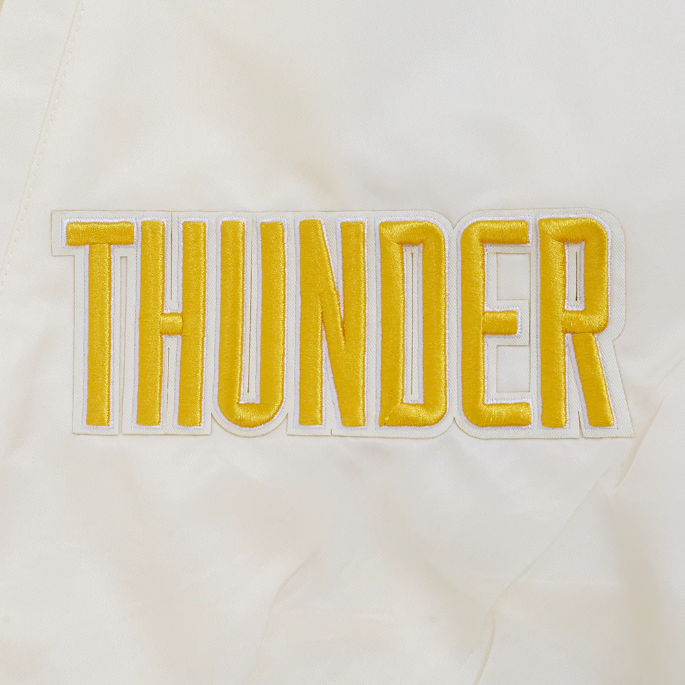 OKLAHOMA CITY THUNDER BEST OF MEN'S RIB SATIN JACKET (EGGSHELL/ BLACK) - Image 8