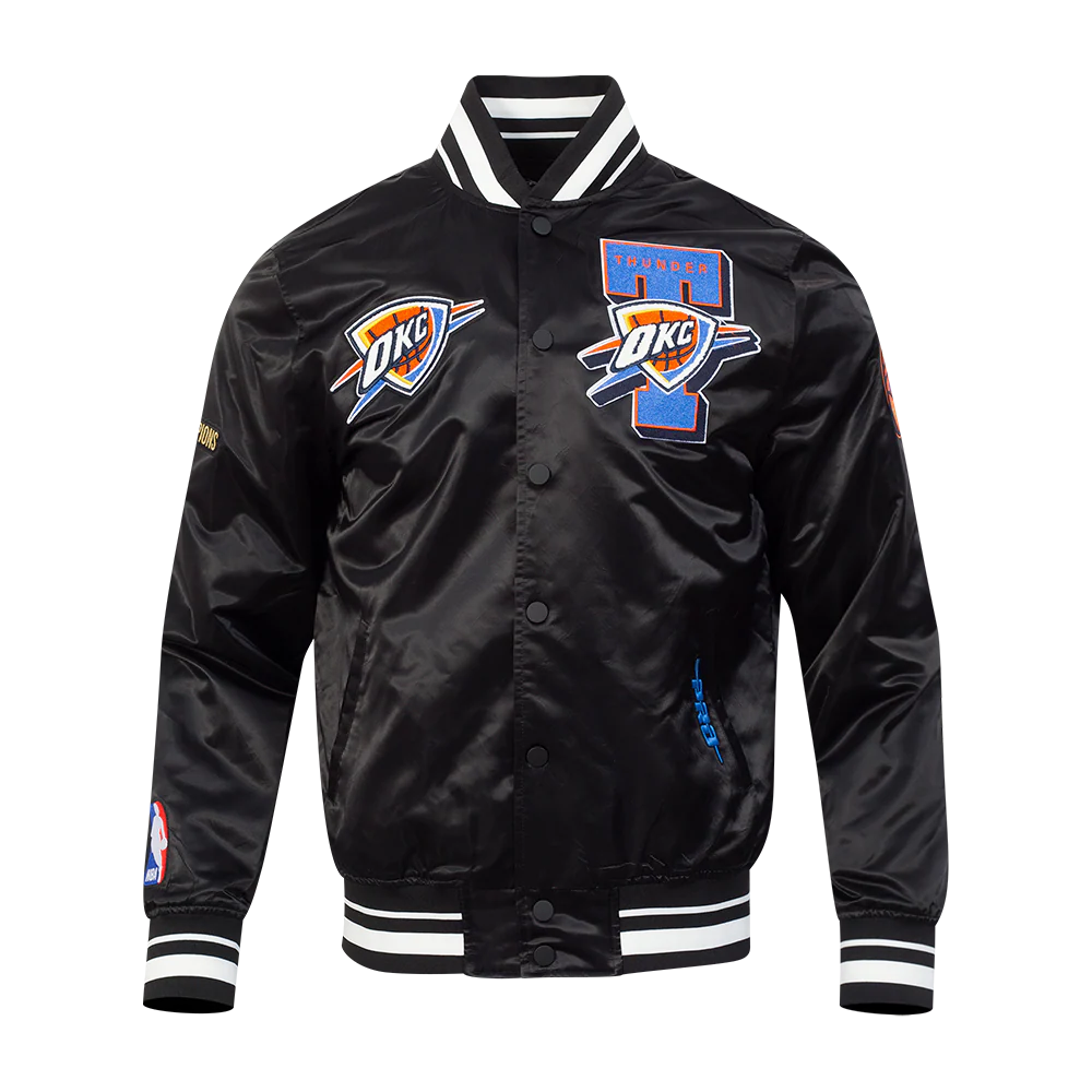 OKLAHOMA CITY THUNDER NBA FINALS 2025 MEN'S RIB SATIN JACKET (BLACK) - Image 2