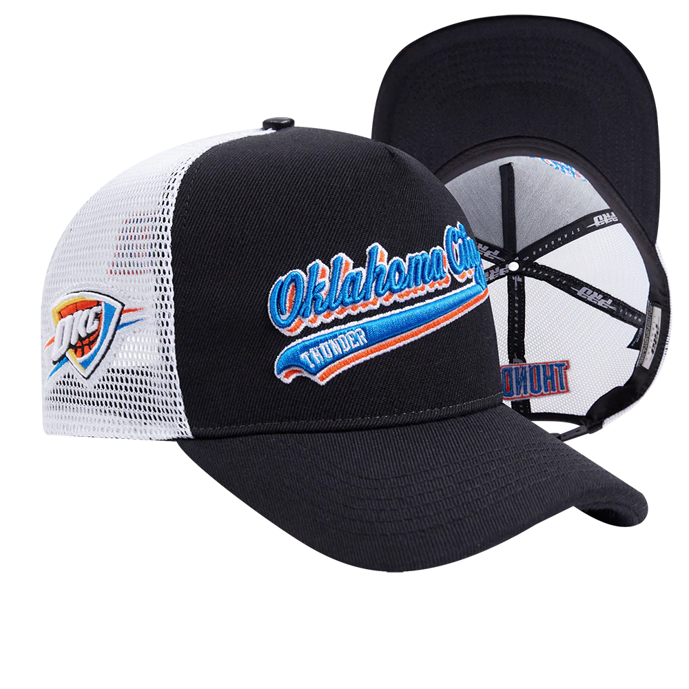 NBA OKLAHOMA CITY THUNDER SCRIPT TAIL TRUCKER HAT (BLACK) - Image 7
