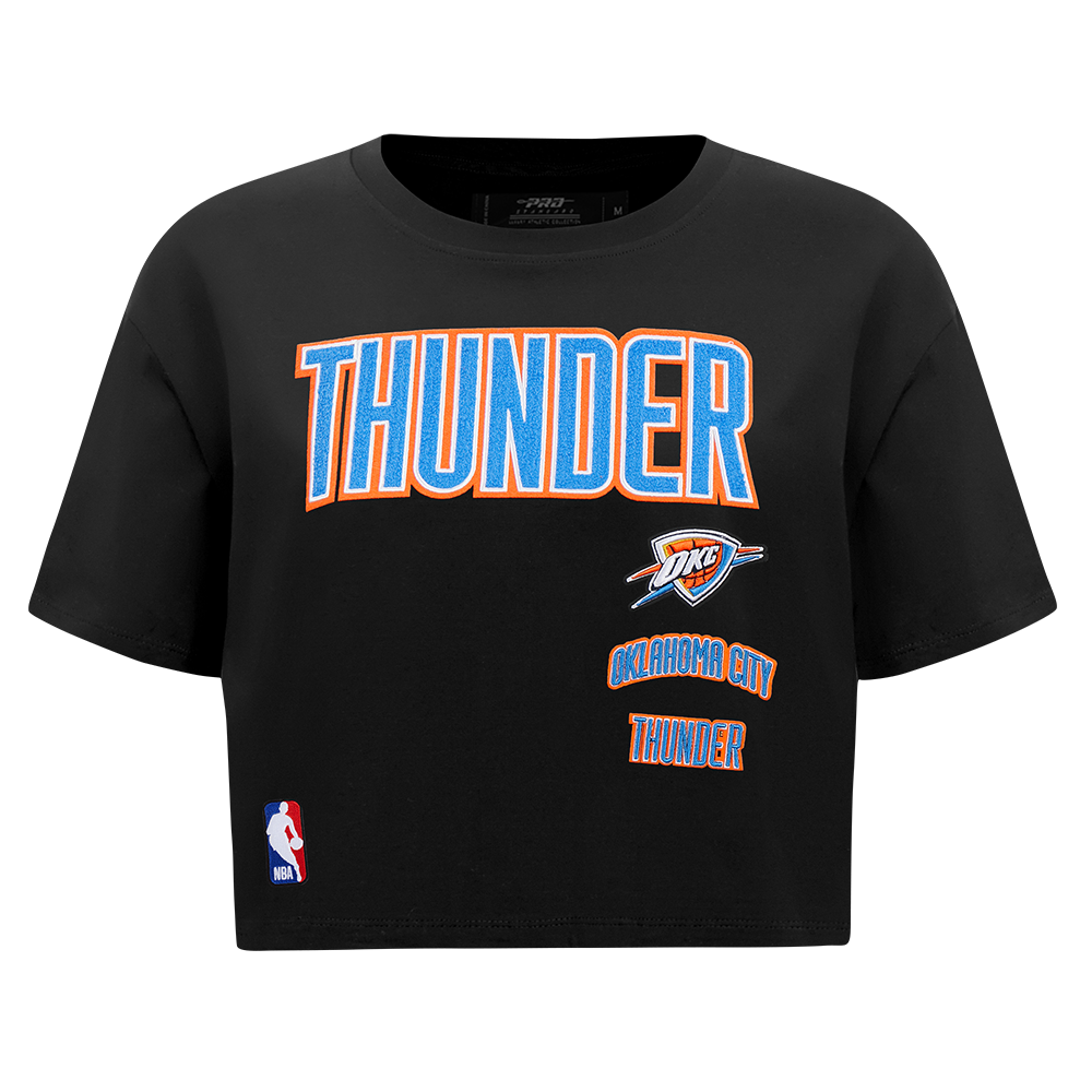 NBA OKLAHOMA CITY THUNDER RETRO CLASSIC WOMEN'S SJ BOXY TEE (BLACK)